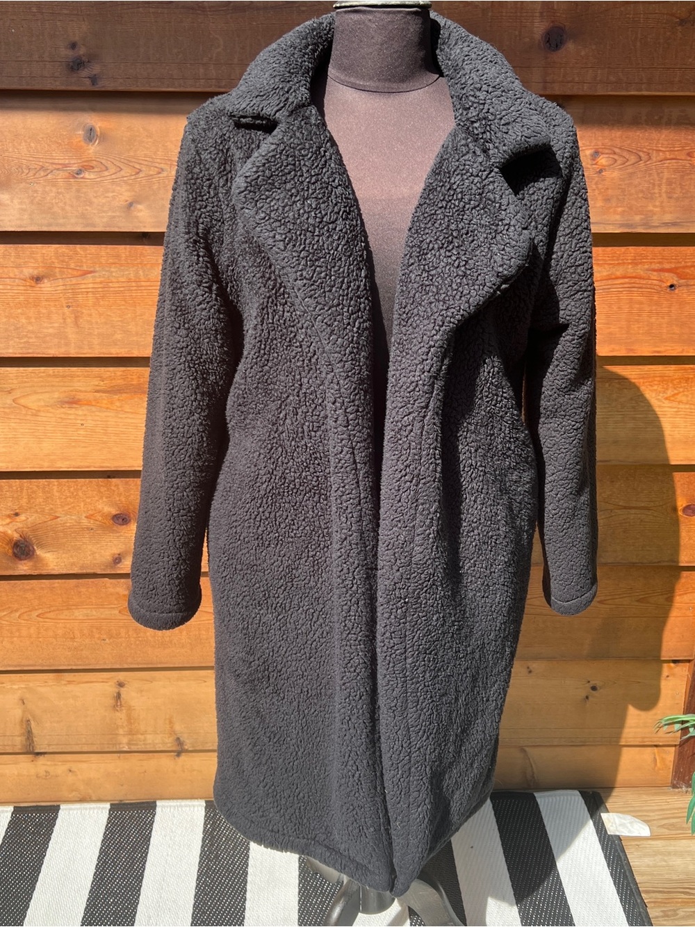 Classic Black Teddy Coat for Women - Cozy Long Outerwear